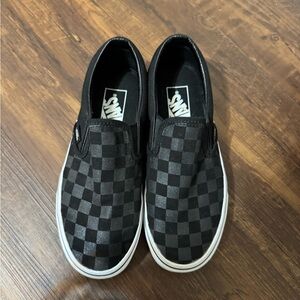 Black on black check vans